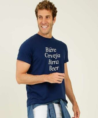 Camiseta masculina estampa frontal manga curta