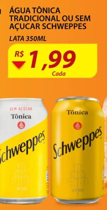 Assaí Atacadista Agua Tonica Tradicional ou sem acucar Schweppes 350ml oferta