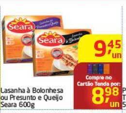 Tenda Atacado Lasanha à Bolonhesa Ou Presunto E Queijo Seara 600g oferta