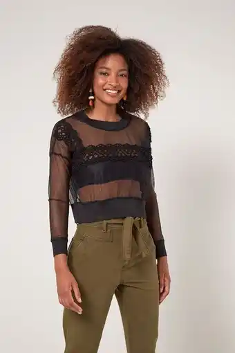 Blusa ml transparência renda oh, boy! preta