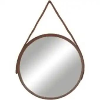 Espelho decorativo para parede 52cm com alça marrom - jolie decor 