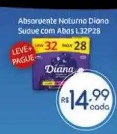 Drogarias Max Absorvente noturno diana suave com abas l32 p28 oferta