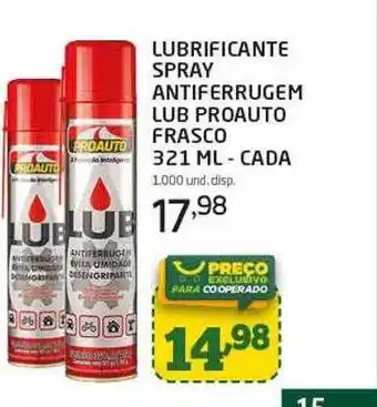Lubrificante spray antiferrugem lub froauto frasco