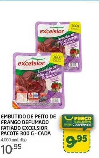 Embutido de peito de frango defumado fatiado excelsior