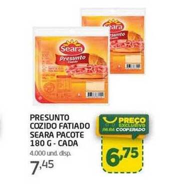 Cooper Presunto cozido fatiado seara oferta