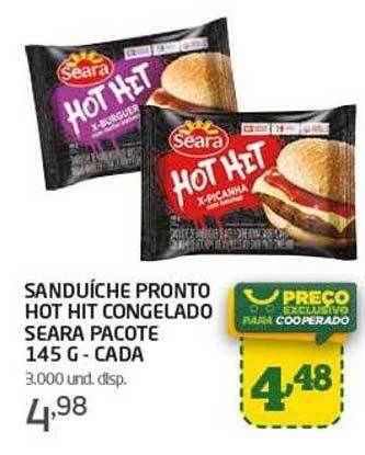 Cooper Sanduíche pronto hot hit congelado seara oferta