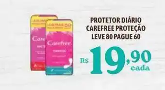 Protetor diário carefree proteção leve 80 pague 60