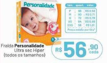 Fralda personalidade ultra sec hiper todos os tamanhos