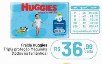 Farmácias Descontão Fralda huggies tripla proteção meguinha todos os tamanhos oferta