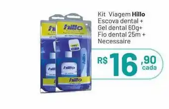 Kit viagem hillo escova dental + gel dental + fio dental + necessaire