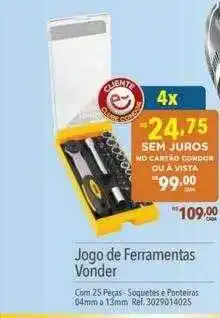 Supermercados Condor Jogo de ferramentas vonder oferta