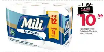 Brasão Supermercados Papel Higiênico Mili Folha Dupla 30m Neutro Com 12 Unidades oferta