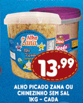 Alho Picado Zana ou chinezinho sem sal 1kg cada