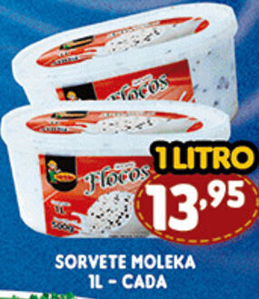Supermercados Cristal Sorvete Moleka 1L cada oferta