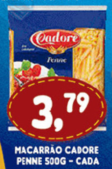 Supermercados Cristal Macarrao Cadore Penne 500g cada oferta