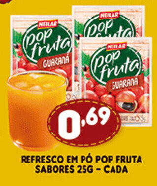Supermercados Cristal Refresco em po Pop Fruta Sabores 25g cada oferta