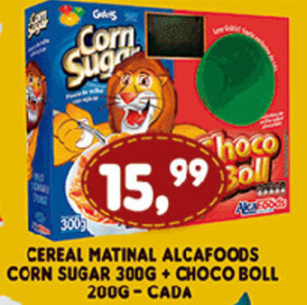 Supermercados Cristal Cereal Matinal Alcafoods (corn sugar 300g + choco boll 200g) cada oferta