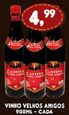 Supermercados Cristal Vinho Velhos Amigos 900ml - cada oferta