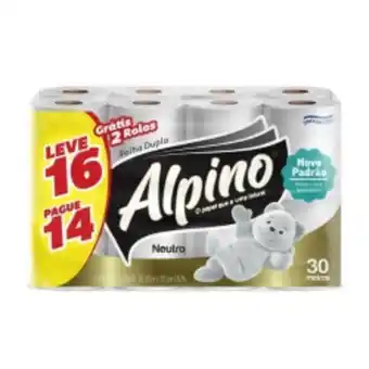 Rede Compras Papel higiênico neutro alpino folha dupla 30m leve 16 pague 14 unidades oferta