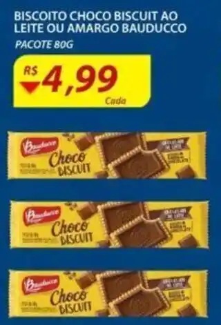 Assaí Atacadista Biscoito Choco Biscuit Ao Leite ou Amargo Bauducco 80g oferta