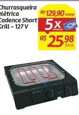 Churrasqueira elétrica cadence short grill - 127 v