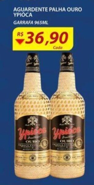 Assaí Atacadista Aguardente Palha ouro Ypioca 965ml oferta