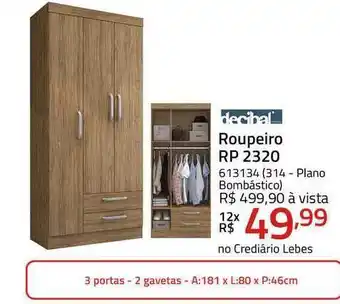 Lojas Lebes Roupeiro Rp 2320 Decibal oferta