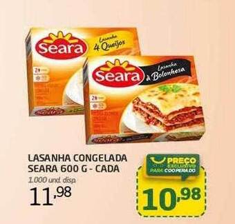 Cooper Lasanha congelada seara oferta