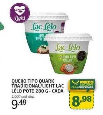 Cooper Queijo tipo quark tradicional light lac lélo oferta