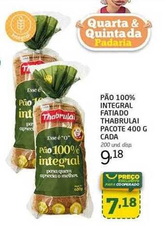 Cooper Pão 100% integral fatiado thabrulai oferta