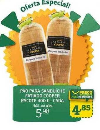 Cooper Pão para sanduiche fatiado cooper oferta
