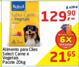Tenda Atacado Alimento para cães select 20kg oferta