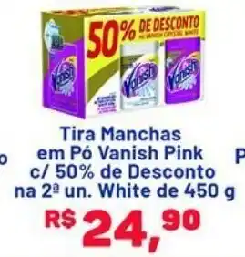 Compre Bem Tira Manchas em po Vanish Pink c/ 50% de Desconto na 2 un. WHite de 450g oferta