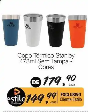 Copo térmico stanley 473ml sem tampa cores
