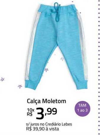 Lojas Lebes Calça Moletom oferta