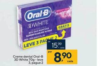 Creme Dental Oral B 3d White 70g Leve 3 Pague 2
