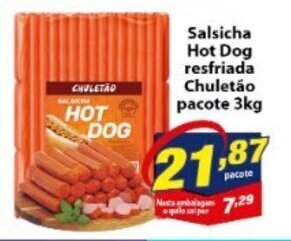 Vencedor Atacadista Salsicha Hot Dog Resfriada Chuletao pacote 3kg oferta