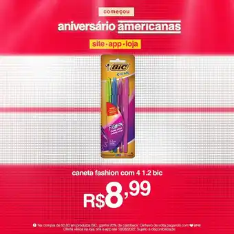 Lojas Americanas Caneta fashion com 4 1.2 Bic oferta