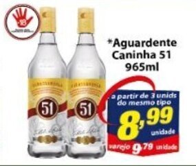 Vencedor Atacadista Aguardente Caninha 51 965ml oferta