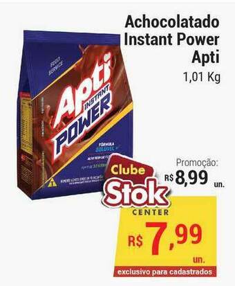 Stok Center Achocolatado Instant Power Apti 1,01kg oferta