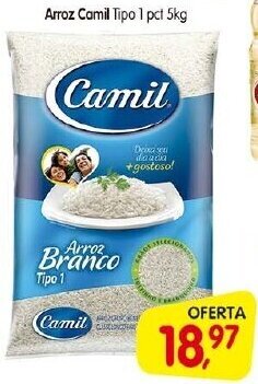 Cercadão Arroz Camil tipo 1 pct 5kg oferta