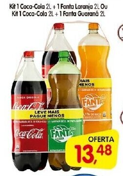 Cercadão Kit 1 Coca Cola 2L + 1 Fanta Laranja 2L ou Kit 1 Coca Cola 2L + 1 Fanta Guarana 2L oferta