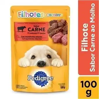 Serrano Supermercado Ração úmida para cães filhotes carne ao molho pedigree sachê 100g oferta