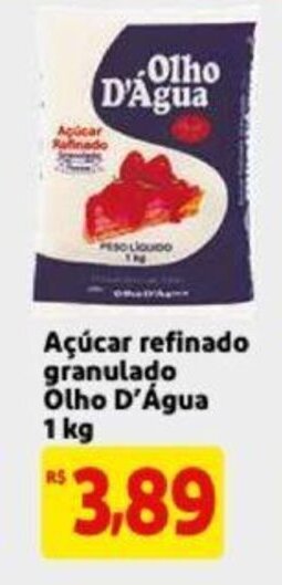 Mercado Extra Acucar refinado granulado Olho D'Agua 1kg oferta