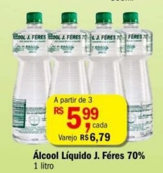 Ultrabox Alcool Liquido J. Feres 70% 1L oferta