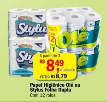 Ultrabox Papel Higiénico Ole ou Stylus Folha Dupla com 12 rolos oferta