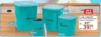Kit 4 potes mantimentos oceano em plastico