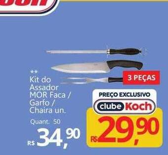 Supermercados Koch Kit do assador mor faca - garfo - chaira oferta