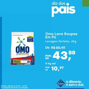 Sam's Club Omo lava roupas em po lavagem Perfeita 4kg oferta