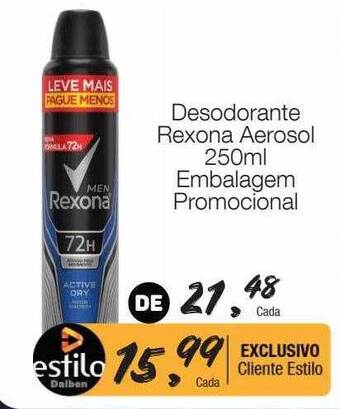 Supermercado Dalben Desodorante rexona aerosol embalagem promocional oferta